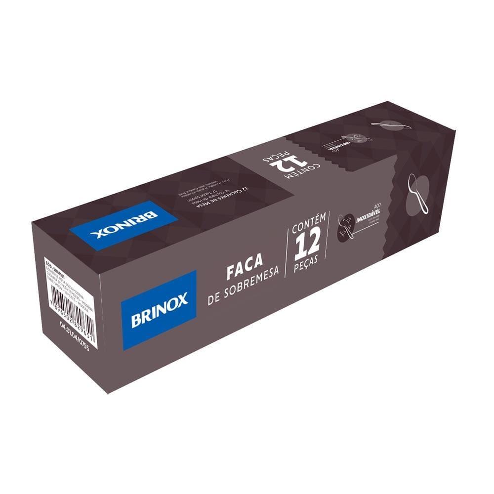 Conjunto de Facas de Sobremesa Brinox Módena Aço Inox 12 Peças Aço Inox Polido com Friso - 1