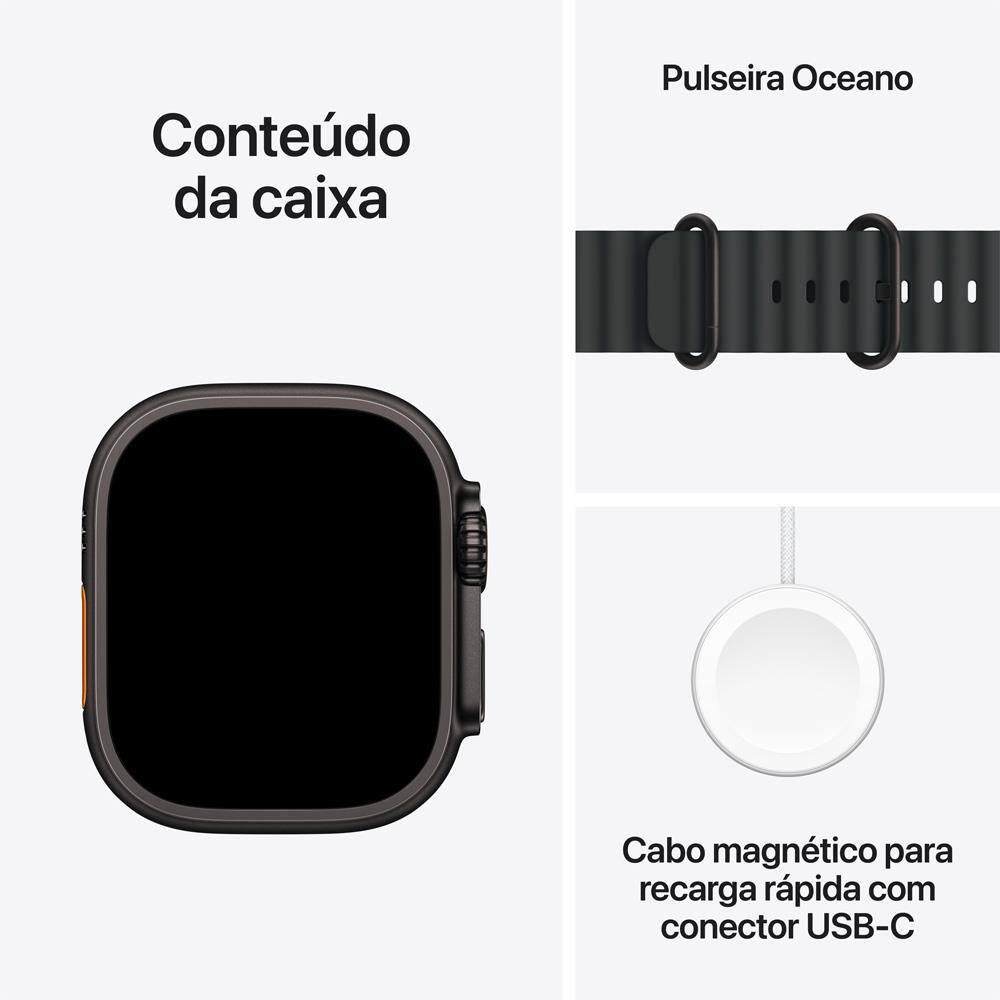 Apple Watch Ultra 3 GPS+ Cellular 49mm Pulseira Oceano Preta - 8