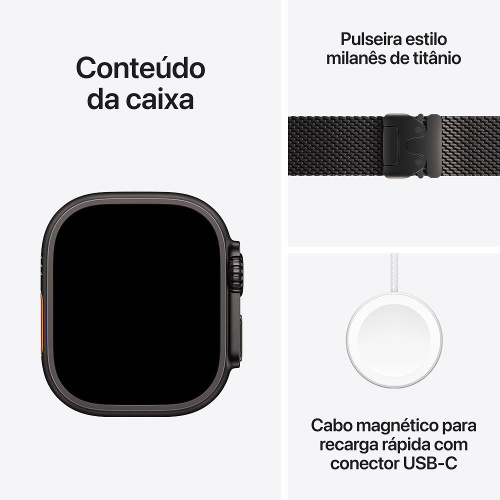 Apple Watch Ultra 3 GPS+ Cellular 49mm Pulseira Milanês M Preta - 8