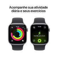 Apple Watch Series 11 GPS+ Cellular 42mm Cinza-Espacial Pulseira M/G Esportiva Preta
