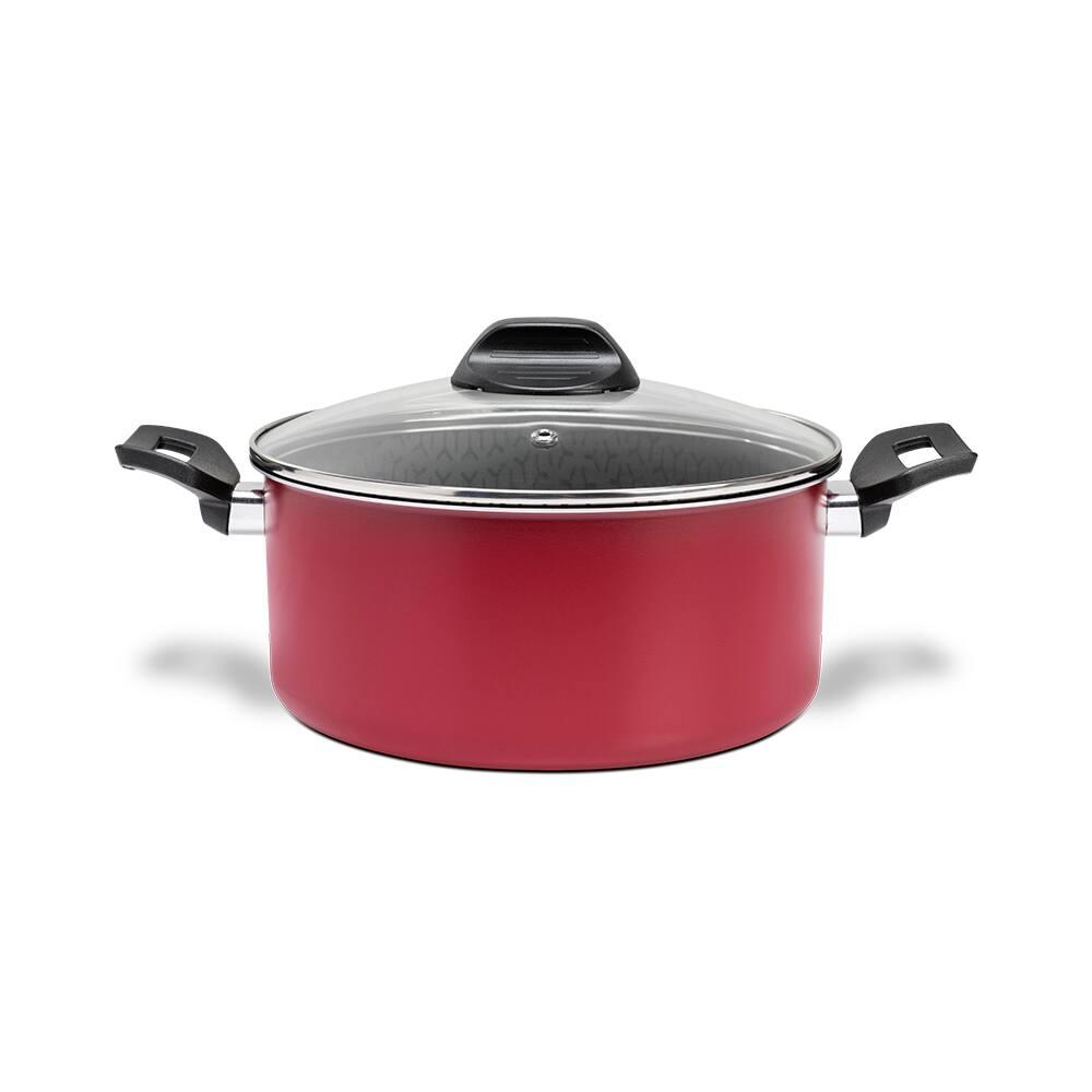 Caçarola Brinox Anis Pro-Flon Antiaderente 3,4L 22cm Tampa de Vidro Borgonha - 1