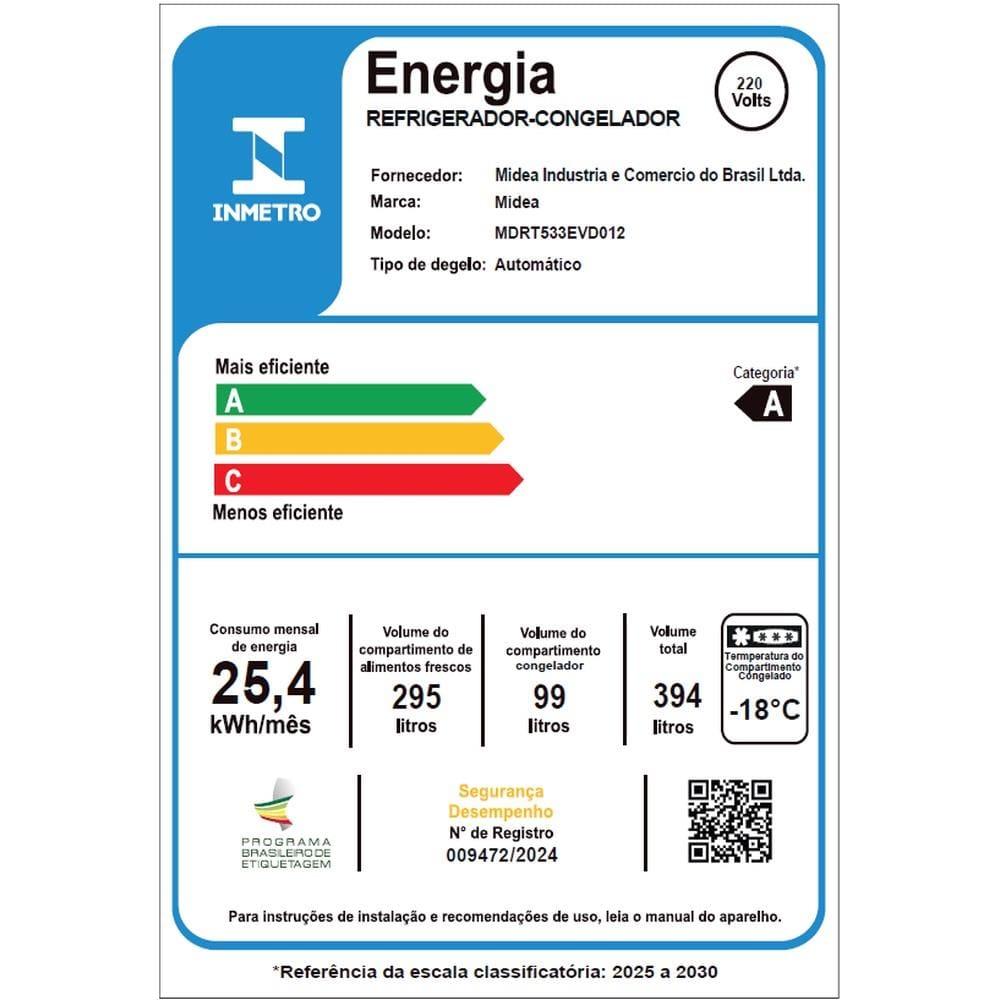 Geladeira Midea Frost Free Duplex 394L Inverter Branca - 5