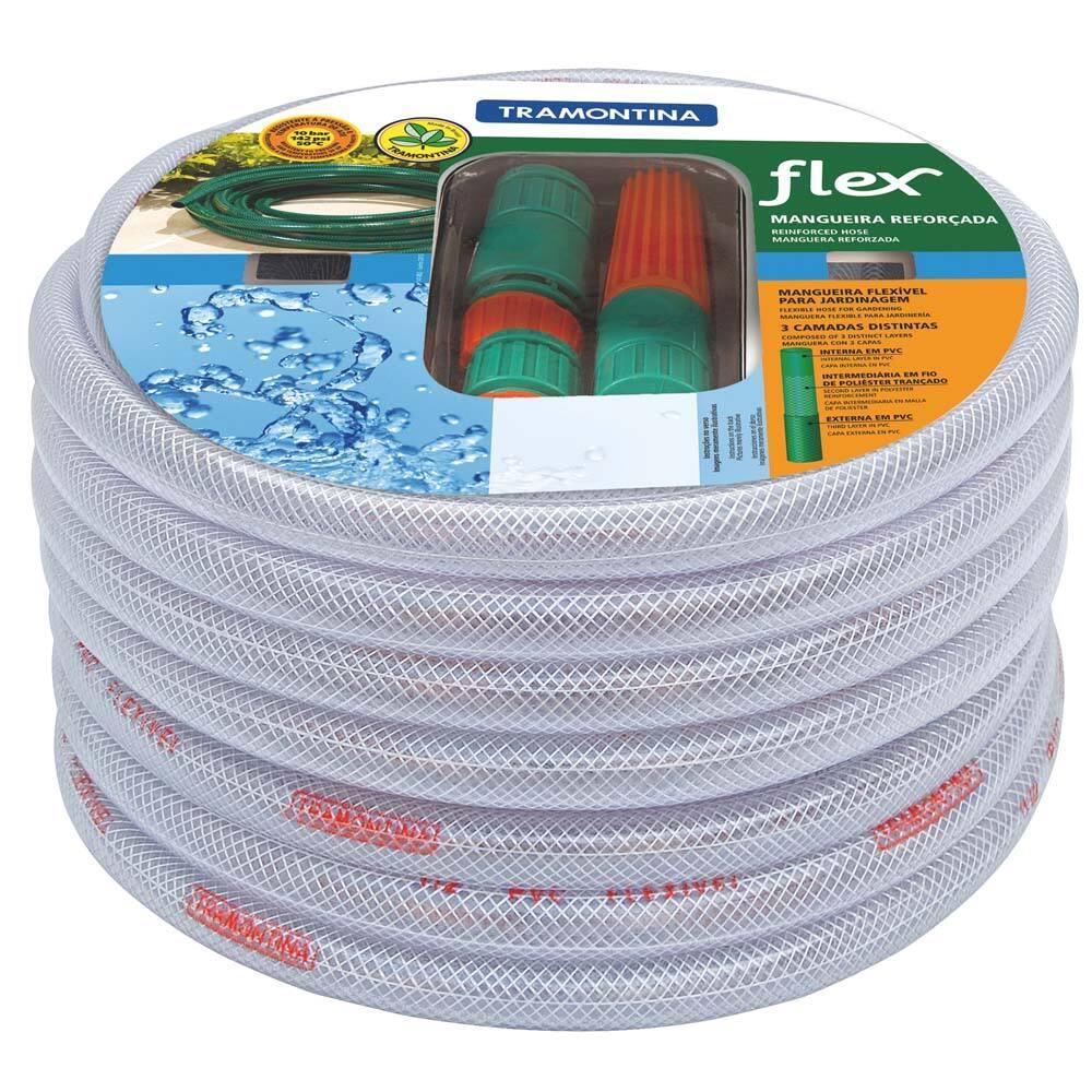 Mangueira Tramontina Flex de 1/2" para Jardim com Engates Rápidos e Esguicho 30m - Gelo - 1