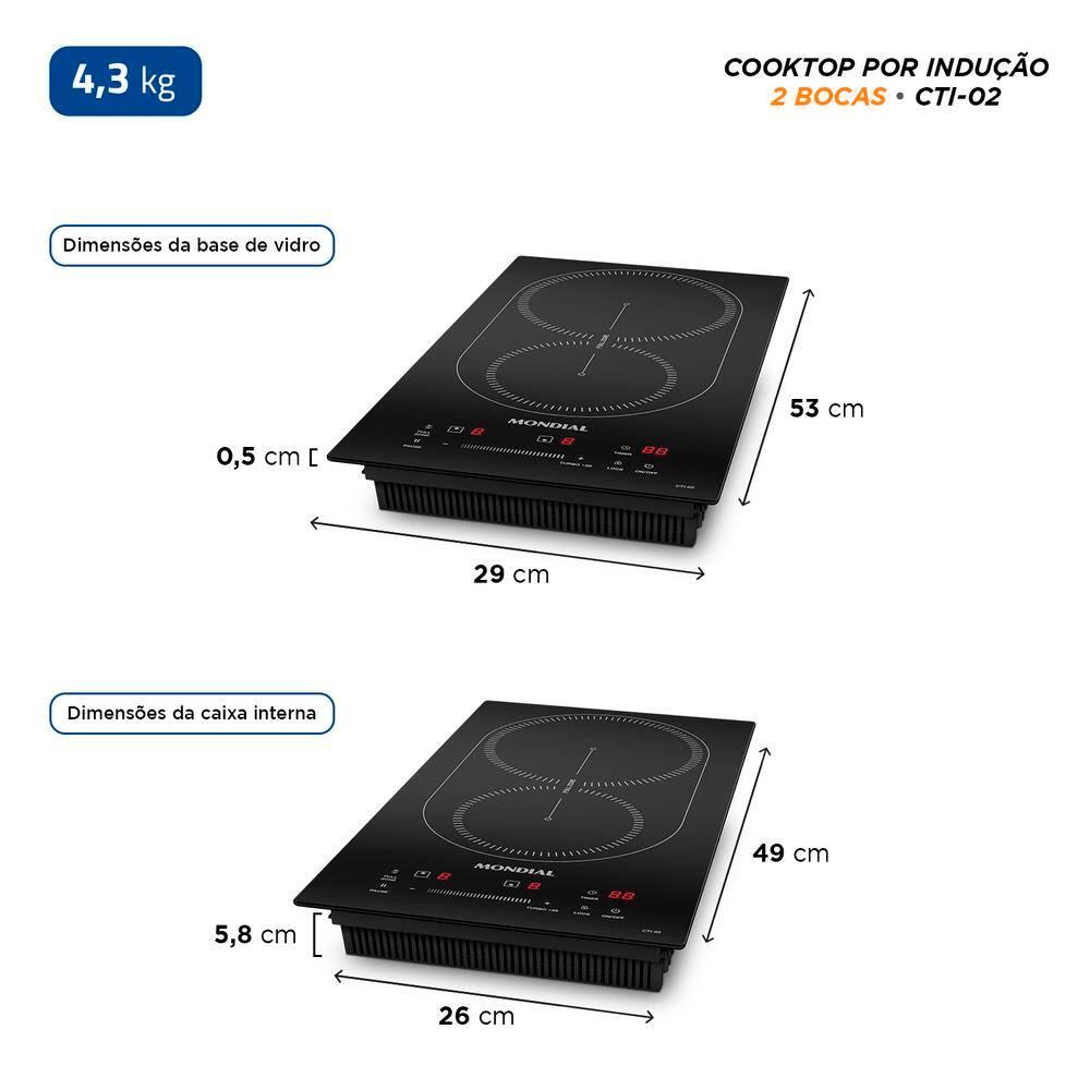 Cooktop de Indução 2 Bocas Mondial CTI-02 Preto - 6