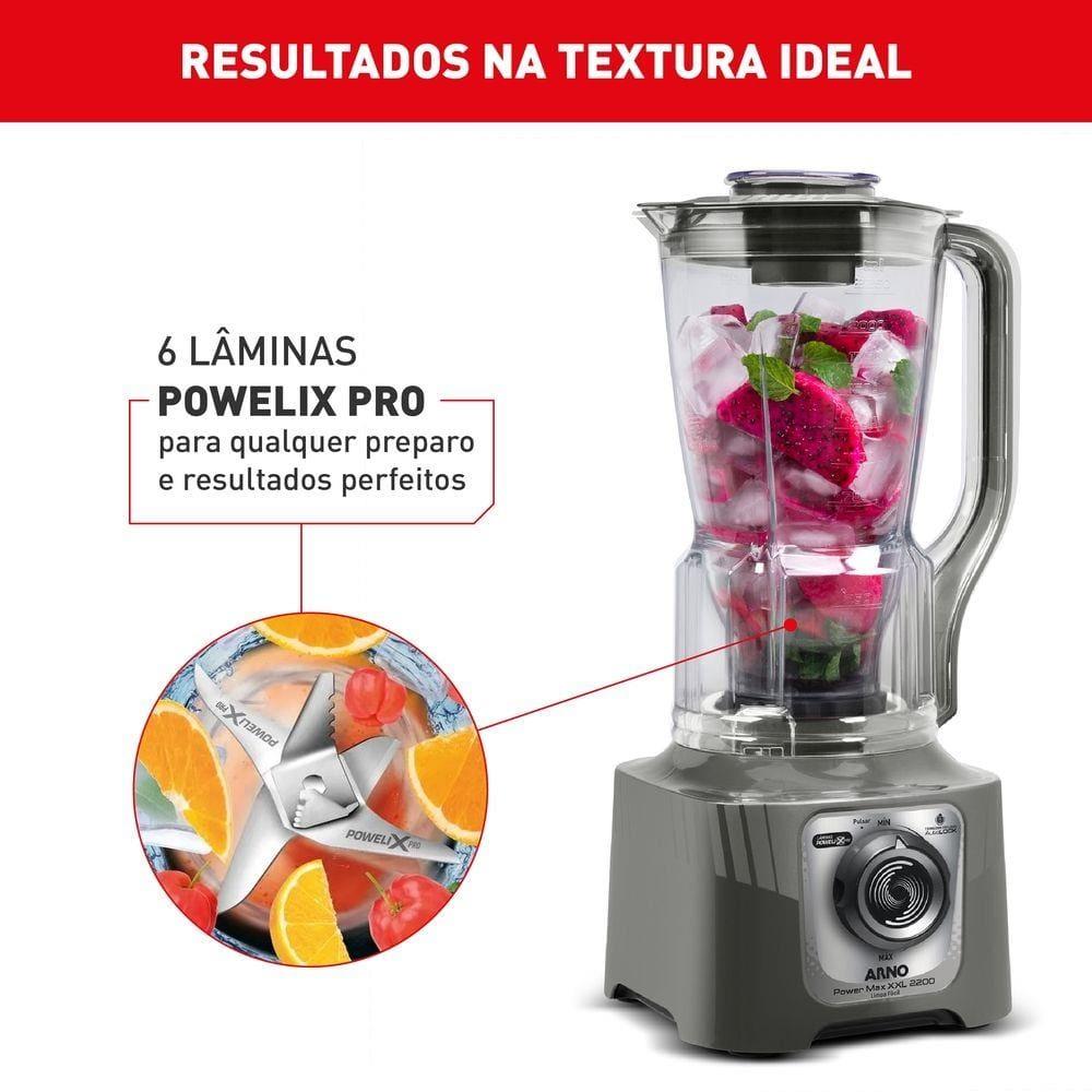 Liquidificador Arno Power Max XXL LN87 2200W Jarra 2,25L 6 Lâminas Powelix Cinza - 5
