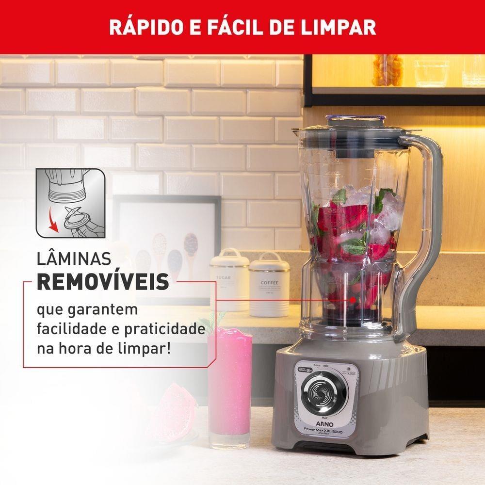 Liquidificador Arno Power Max XXL LN87 2200W Jarra 2,25L 6 Lâminas Powelix Cinza - 6