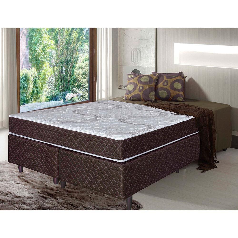 Cama Box Queen Size Umaflex Orleans com Molas Ensacadas 58x158x198cm - Marrom/Branco - 1