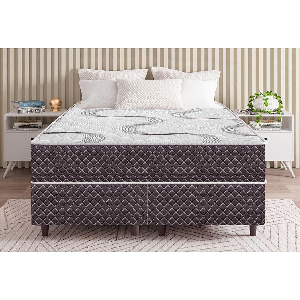 Cama Box Queen Size Umaflex Orleans com Molas Ensacadas 58x158x198cm - Marrom/Branco - 3
