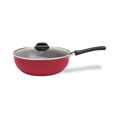 Panela Wok Brinox Anis Cabo Baquelite Antiaderente Pro-Flon 2,3L 24cm Tampa de Vidro Borgonha