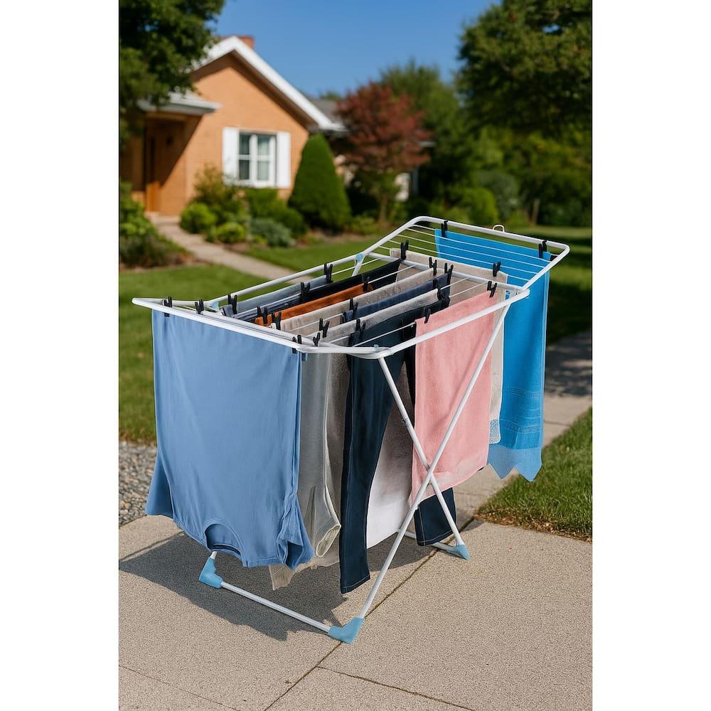 Varal de Chão com Abas Grande Utimil Dobradiça Inteligente Branco - 6