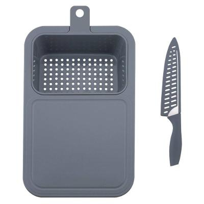 Tábua de Corte Dynasty Easy com Faca 42,7x27,7cm Cinza