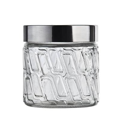 Pote de Vidro Euro Home com Tampa Inox Mosaico 0,5L