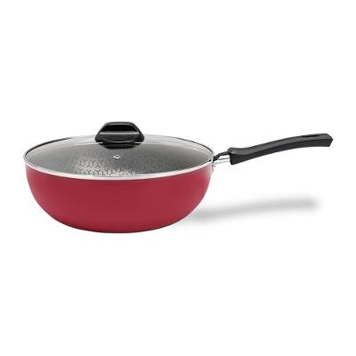 Panela Wok Brinox Anis Cabo Baquelite Antiaderente Pro-Flon 4,1L 28cm Tampa de Vidro Borgonha