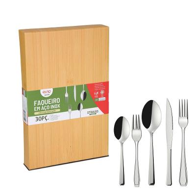 Faqueiro Euro Home Classic FQM30C 30 Peças Aço Inox Cabo Decorado Serve 6 Pessoas