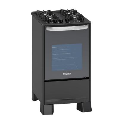 Fogão Suggar Master Grill FGVMTG412PT 4 Bocas Preto Vidro Temperado Superautomático Bivolt