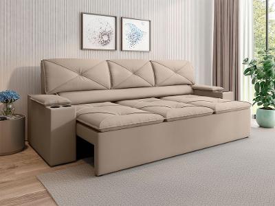 Sofá 3 Lugares NextSofás Joy Velosuede Retrátil Reclinável com Porta Copos