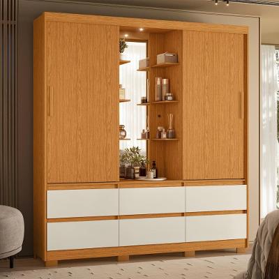 Guarda-Roupa Palumóveis Atena Casal 2 Portas de Correr 6 Gavetas com Camarim e LED