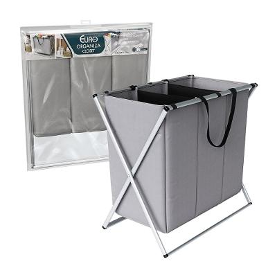 Organizador de Roupas Euro Home Flash Limp 3 Compartimentos Dobrável em Poliéster Cinza