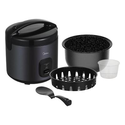 Panela de Arroz Elétrica Midea 5L Revestimento Blackstone e Bandeja a Vapor Preta