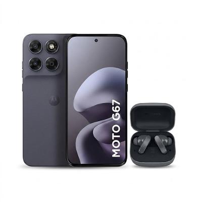 Smartphone Motorola Moto G67 6.8” 256GB 5G Chumbo + Fone de Ouvido Moto Buds Bass Cancelamento de Ruído Preto