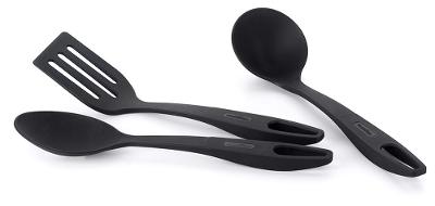 Jogo de Espátulas Multiflon em Nylon 3 Peças para Utensílios Antiaderentes Preto