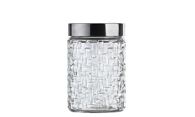 Pote de Vidro Euro Home Rattan com Tampa Inox 1?L para Mantimentos