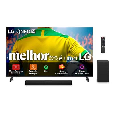 Combo Smart TV 75” 4K LG 75QNED73ASA QNED WebOS 25 + Soundbar LG S40T 300W RMS Canais 2.1 Bluetooth