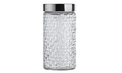 Pote de Vidro Euro Home Rattan com Tampa Inox 1,5?L para Mantimentos