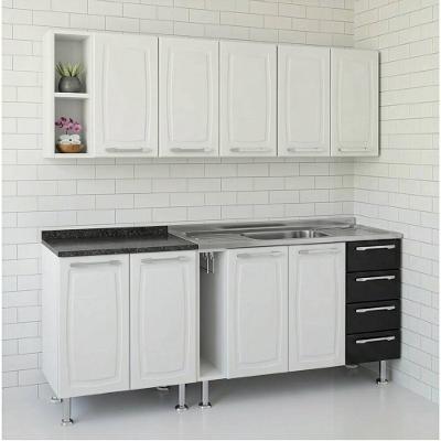Cozinha Completa Itatiaia Diamante 4 Peças com 9 Portas Armários Aéreos Balcões e Pia Inox 120cm
