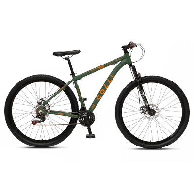 Bicicleta Aro 29 Colli Collina 21 Marchas Shimano Freio a Disco Quadro em Alumínio Verde Militar e Laranja