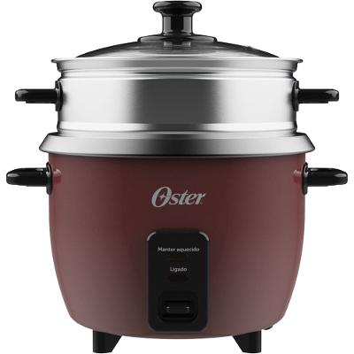 Panela Elétrica de Arroz Oster 1L Bordô Antiaderente Função Aquecer Tampa de Vidro