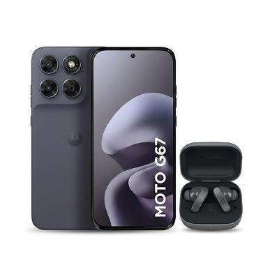 Smartphone Motorola Moto G67 6.8” 128GB 5G Artic Seal + Fone de ouvido Moto Buds Preto