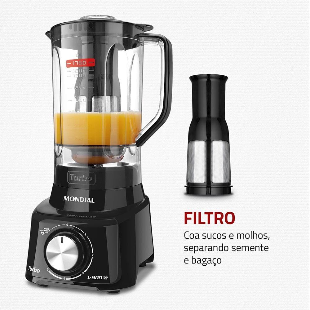 Liquidificador Mondial Turbo Full Black L900FB Preto 900W com 5 Velocidades - 4