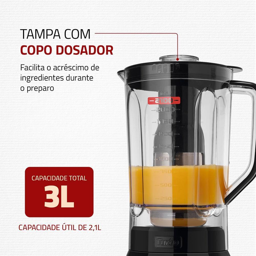 Liquidificador Mondial Turbo Inox L1200 BI Preto/Inox 1200W com 12 Velocidades - 5
