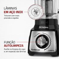 Liquidificador Mondial Turbo Inox L1200 BI Preto/Inox 1200W com 12 Velocidades - 6