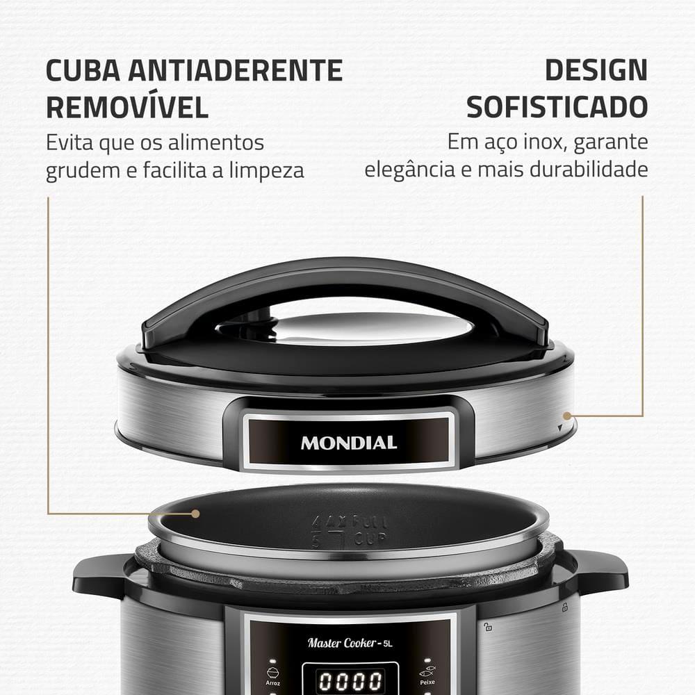 Panela de Pressão Elétrica Mondial 5L Digital Master Cooker PE-38 5L Preta - 7