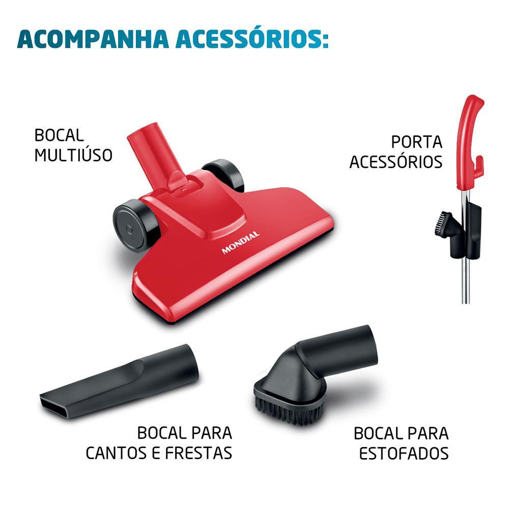 Aspirador de Pó Vertical 2 em 1 Mondial Turbo Cycle AP36 1100W - Vermelho - 5