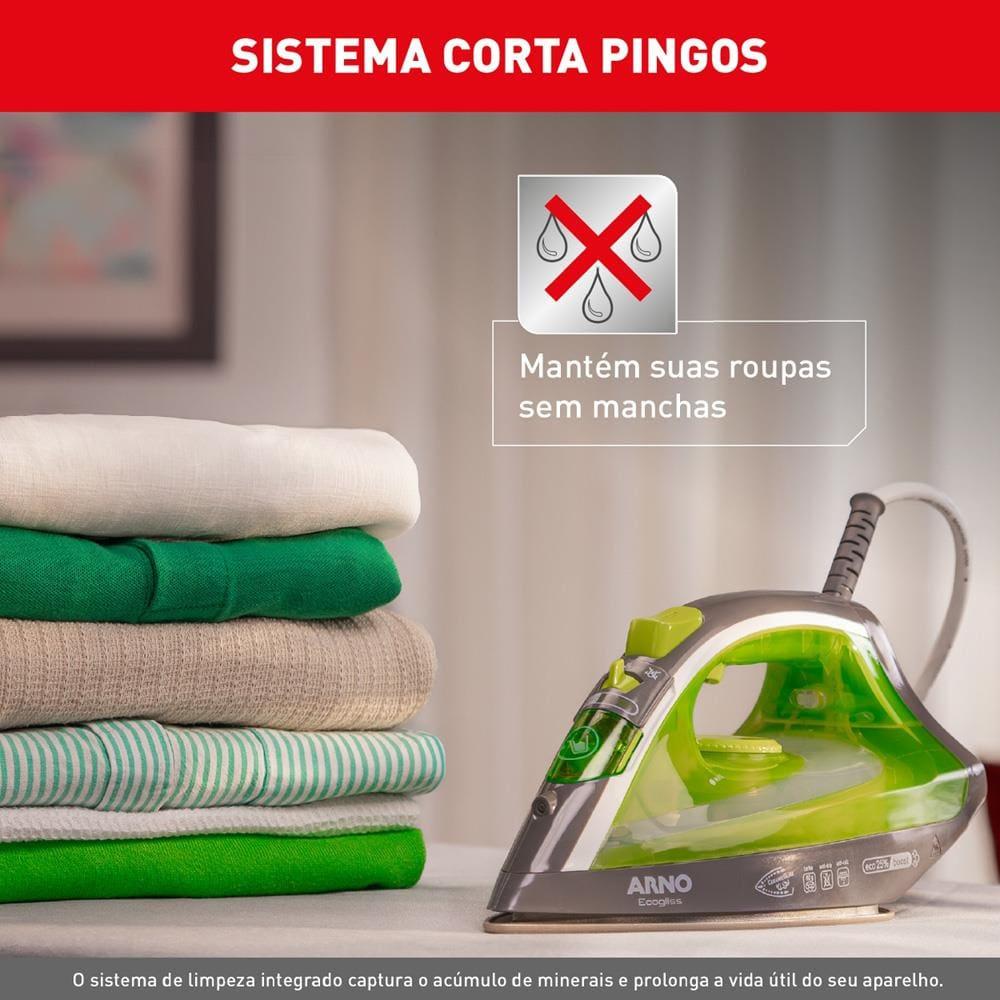 Ferro de Passar a Vapor Arno Ecogliss FEC1 com Spray e Base Cerâmica - Verde - 7