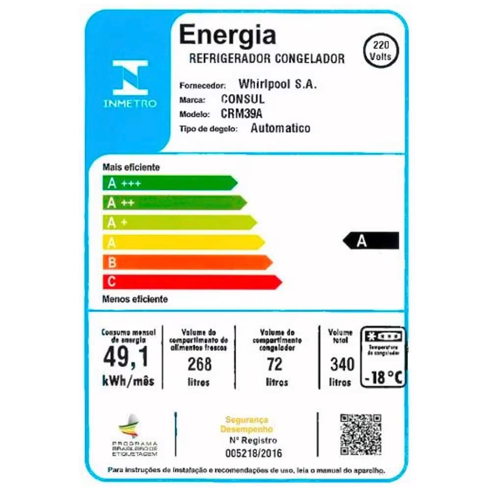 Geladeira Consul Frost Free 340L Duplex CRM39AK Prateleiras Altura Flex Evox Inox - 10