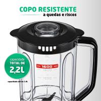 Liquidificador Mondial Turbo Power L-99 FB Copo San Cristal 3 Velocidades 550W Preto - 3