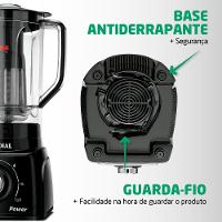 Liquidificador Mondial Turbo Power L-99 FB Copo San Cristal 3 Velocidades 550W Preto - 6