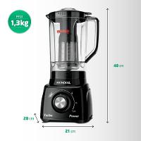 Liquidificador Mondial Turbo Power L-99 FB Copo San Cristal 3 Velocidades 550W Preto - 7
