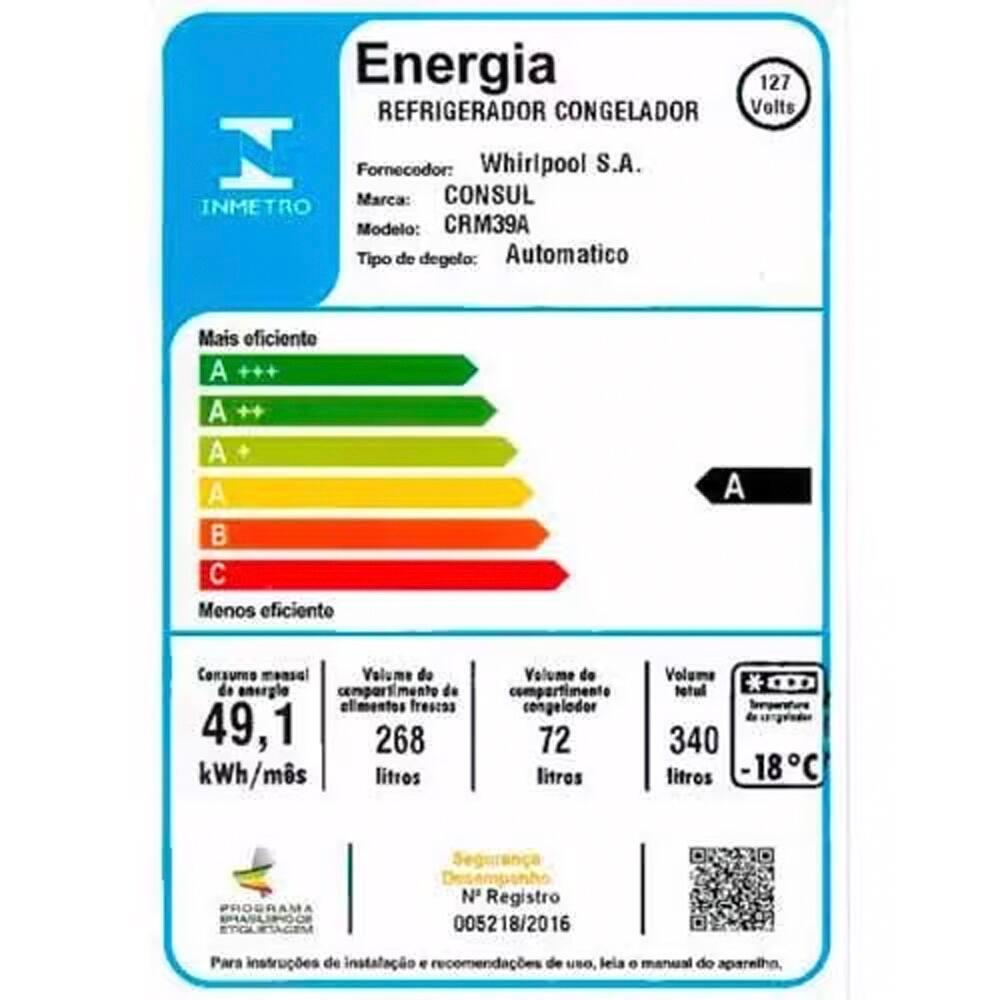 Geladeira Consul Frost Free 340L Duplex CRM39AB Prateleiras Altura Flex Função Turbo Branca - 7
