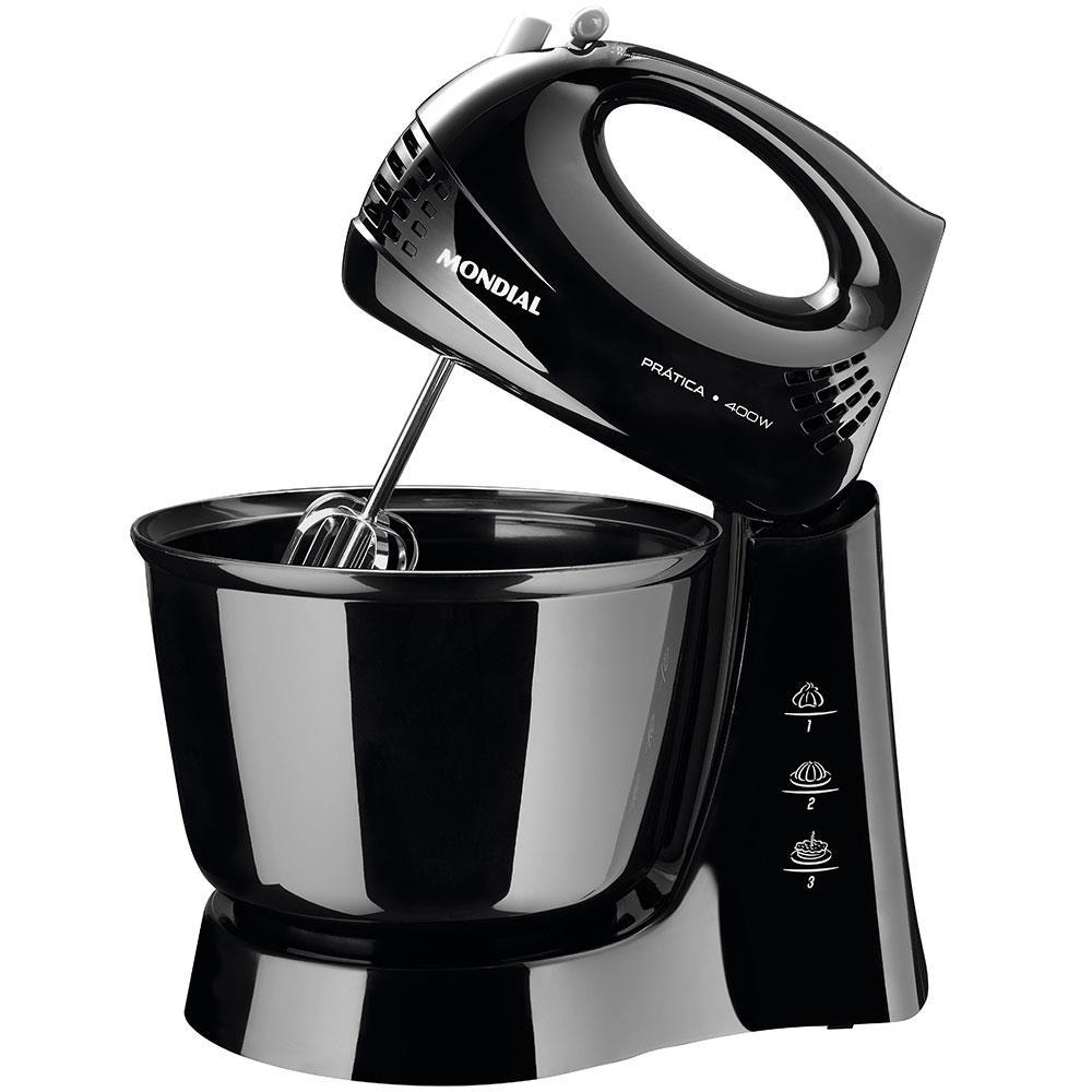 Batedeira Mondial Prática Black B-44 com 3 Velocidades – Preta - 1