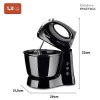 Batedeira Mondial Prática Black B-44 com 3 Velocidades – Preta - 7