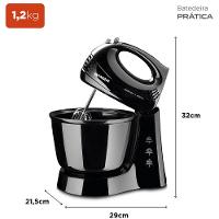 Batedeira Mondial Prática Black B-44 com 3 Velocidades – Preta - 5