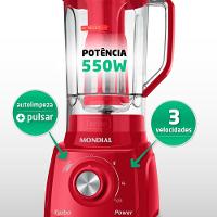 Liquidificador Mondial L99-FR Turbo Power Vermelho com 3 Velocidades - 500W - 3