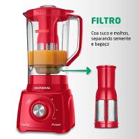 Liquidificador Mondial L99-FR Turbo Power Vermelho com 3 Velocidades - 500W - 6