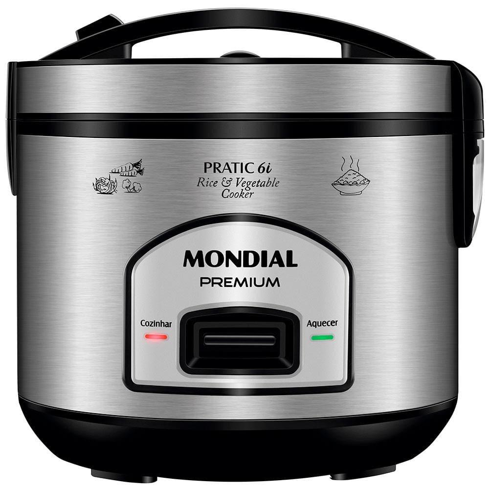 Panela Elétrica de Arroz Mondial PE-43 6 Xícaras - Preta/Inox - 1