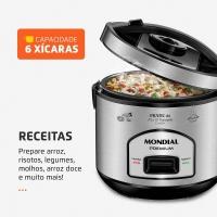 Panela Elétrica de Arroz Mondial PE-43 6 Xícaras - Preta/Inox - 2
